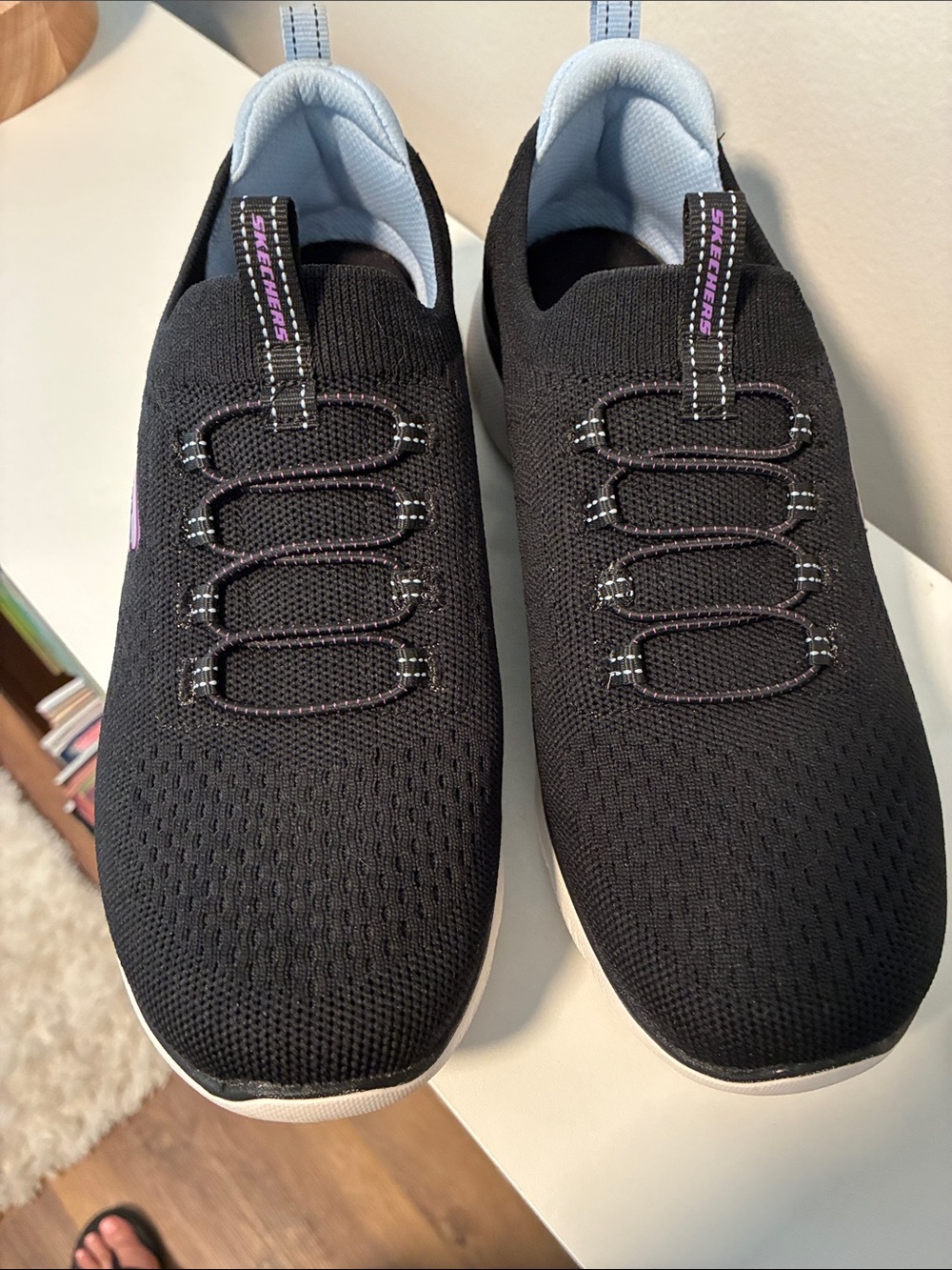 Skechers Womens Black Sneakers with Purple Accents - Picture 6 of 6